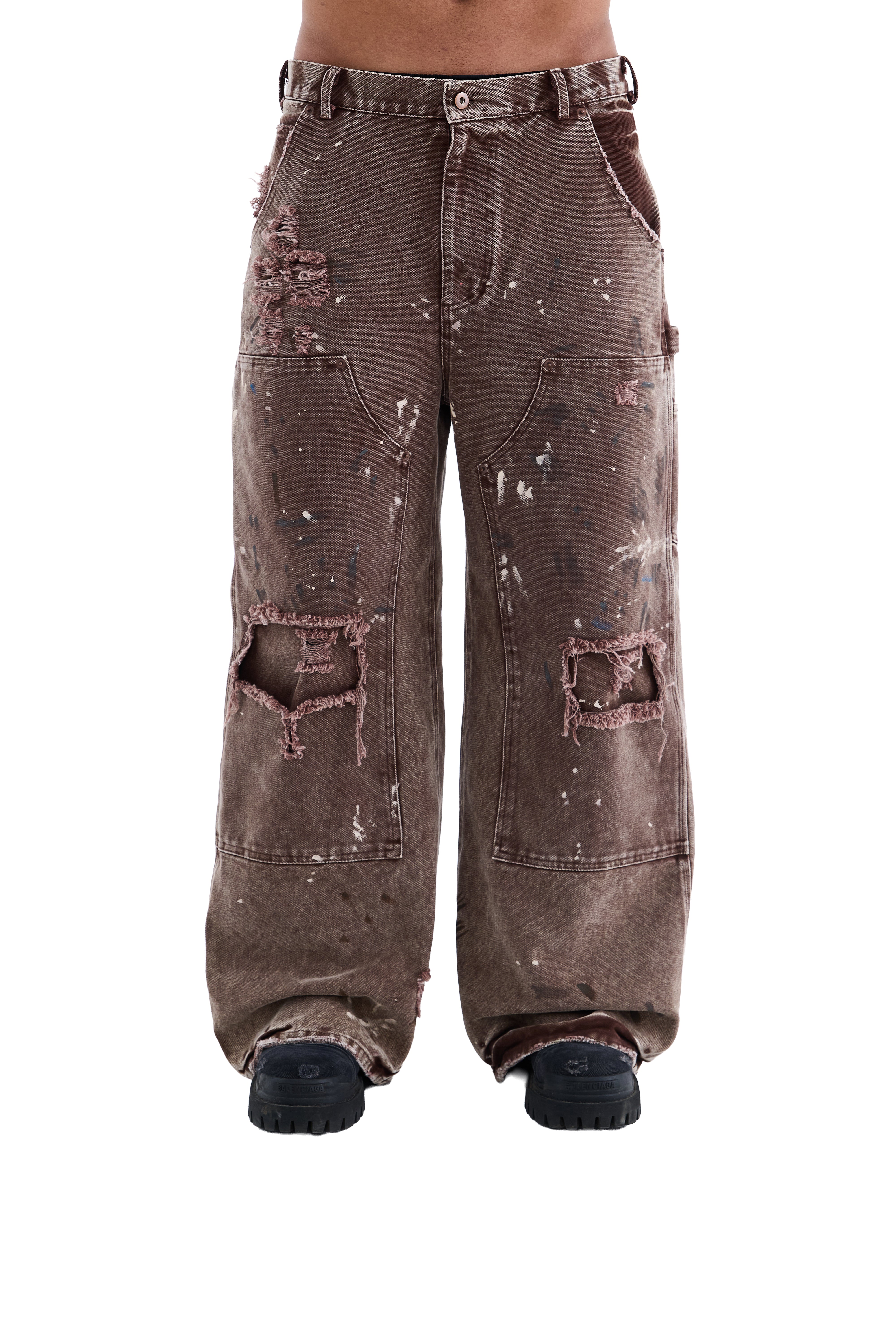 BROWN DISTRESSED CARPENTER PANTS