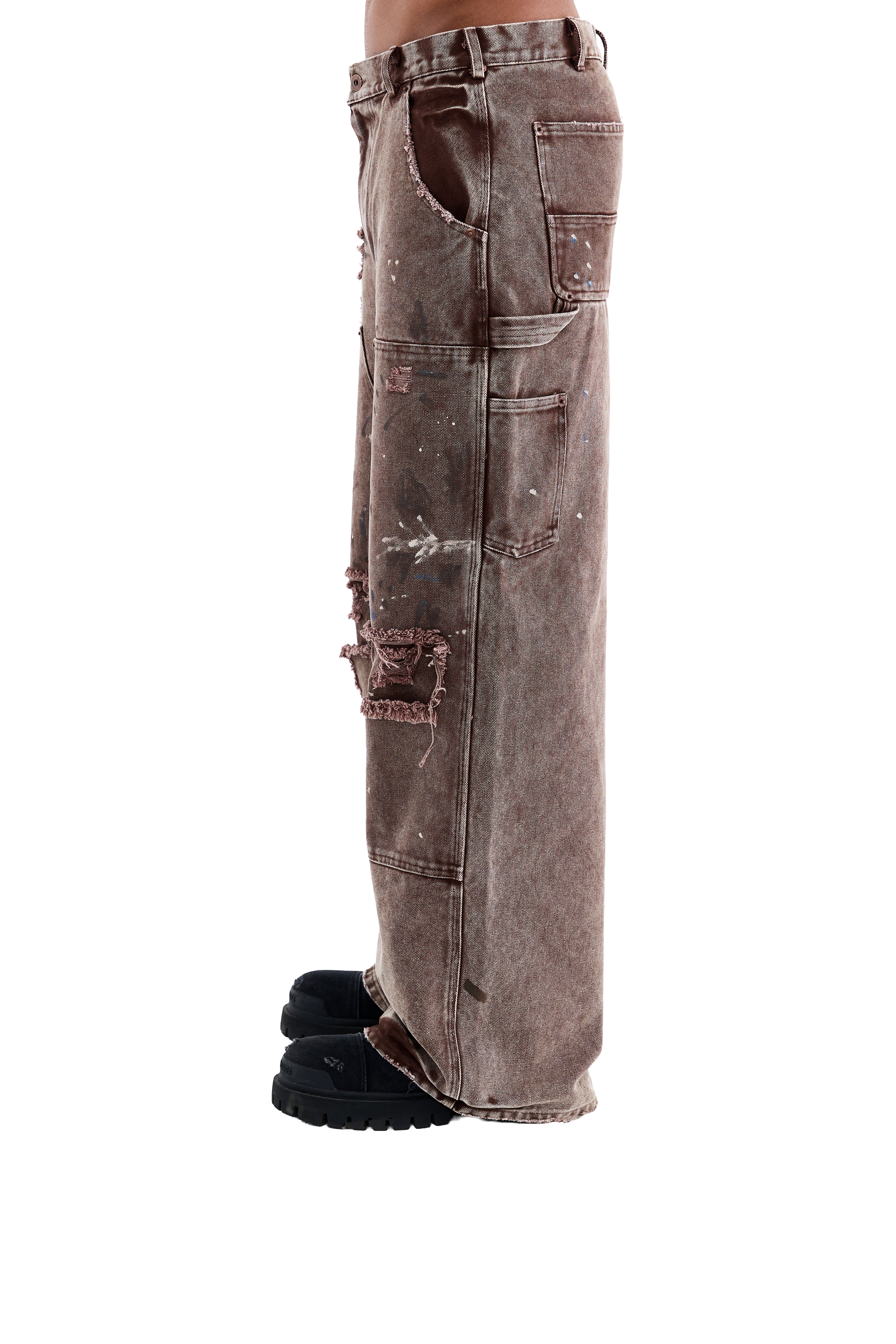 BROWN DISTRESSED CARPENTER PANTS