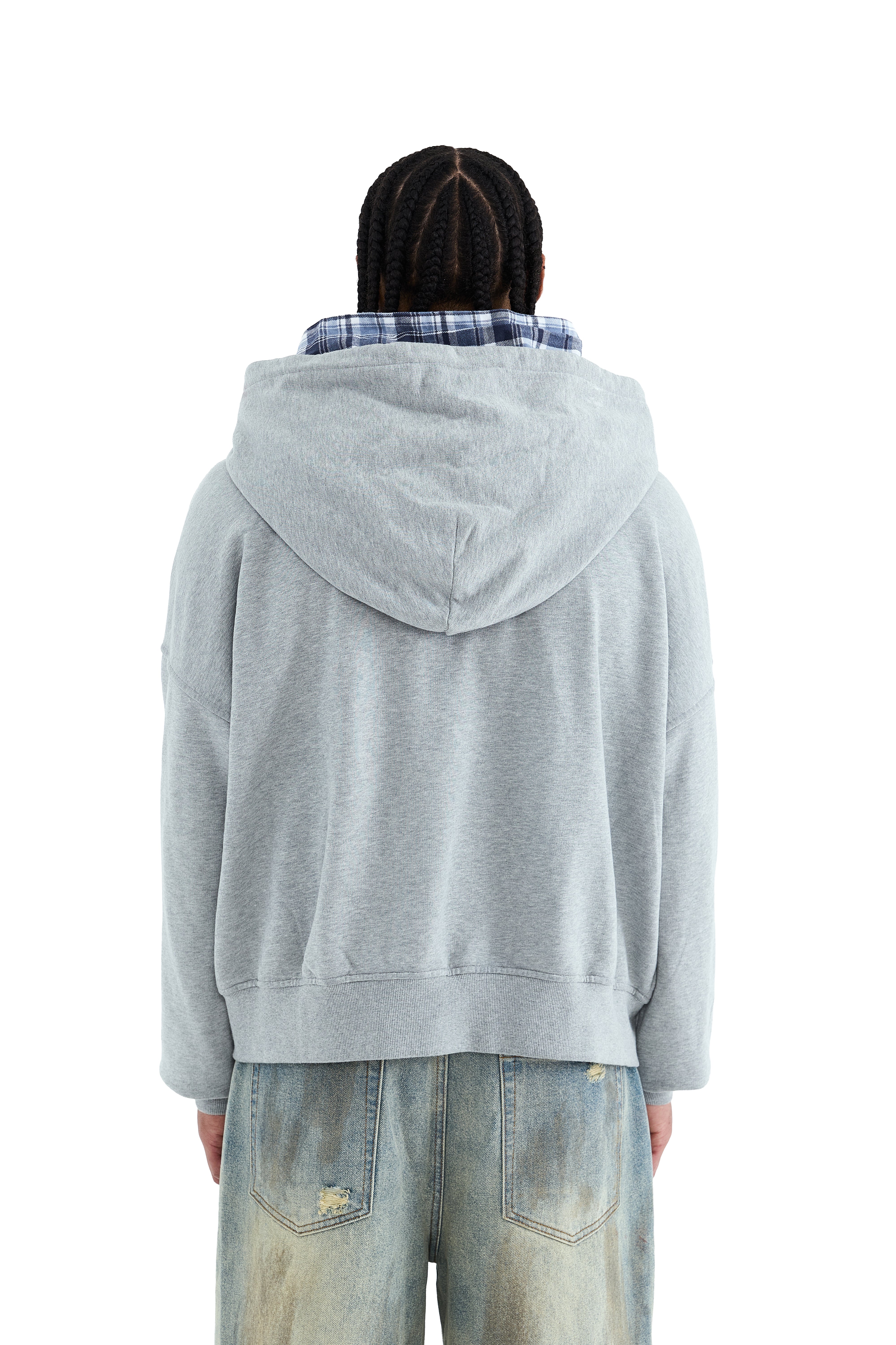 DOUBLE HOOD ZIP HOODIE BLUE