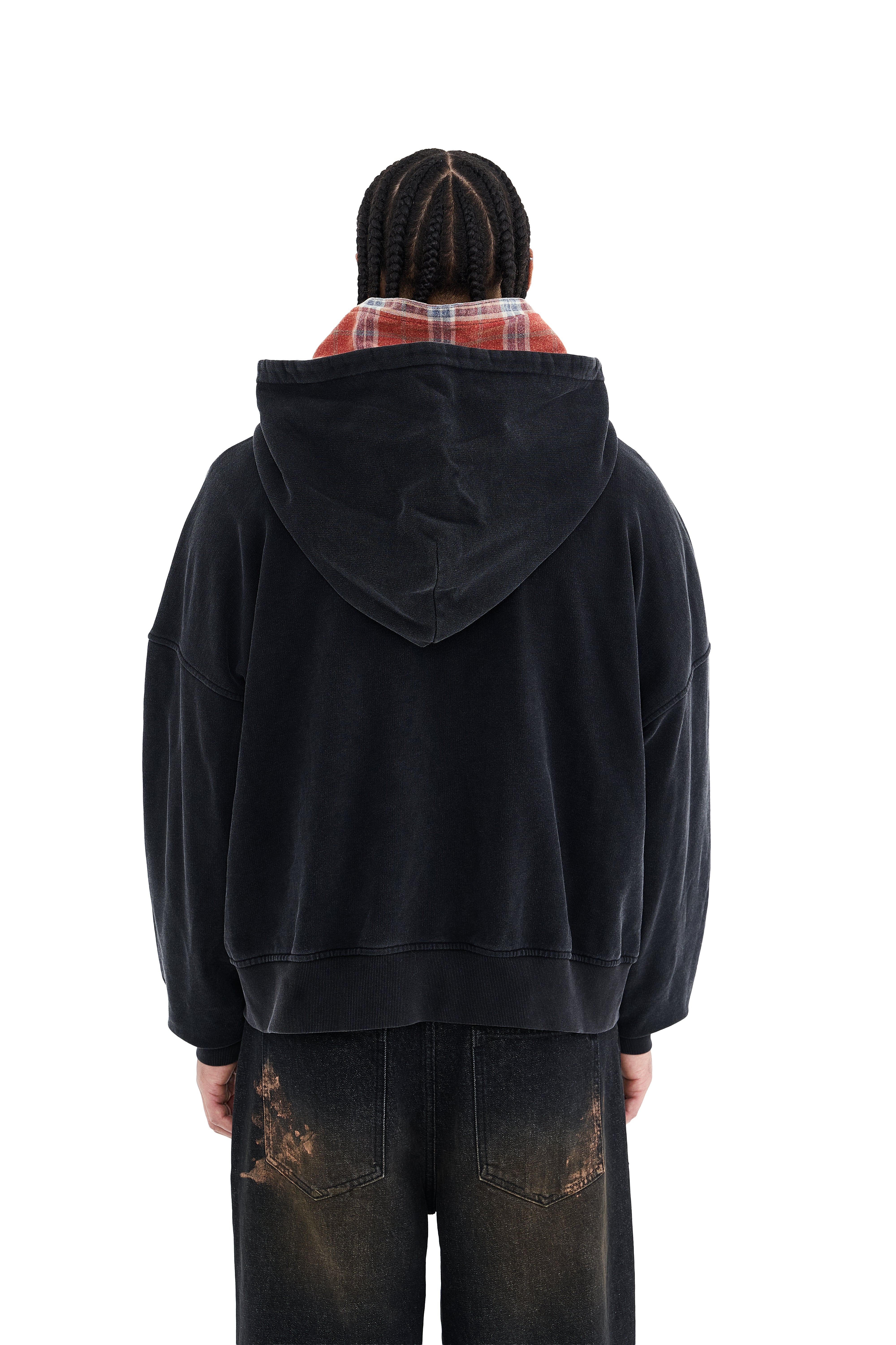 DOUBLE HOOD ZIP HOODIE RED