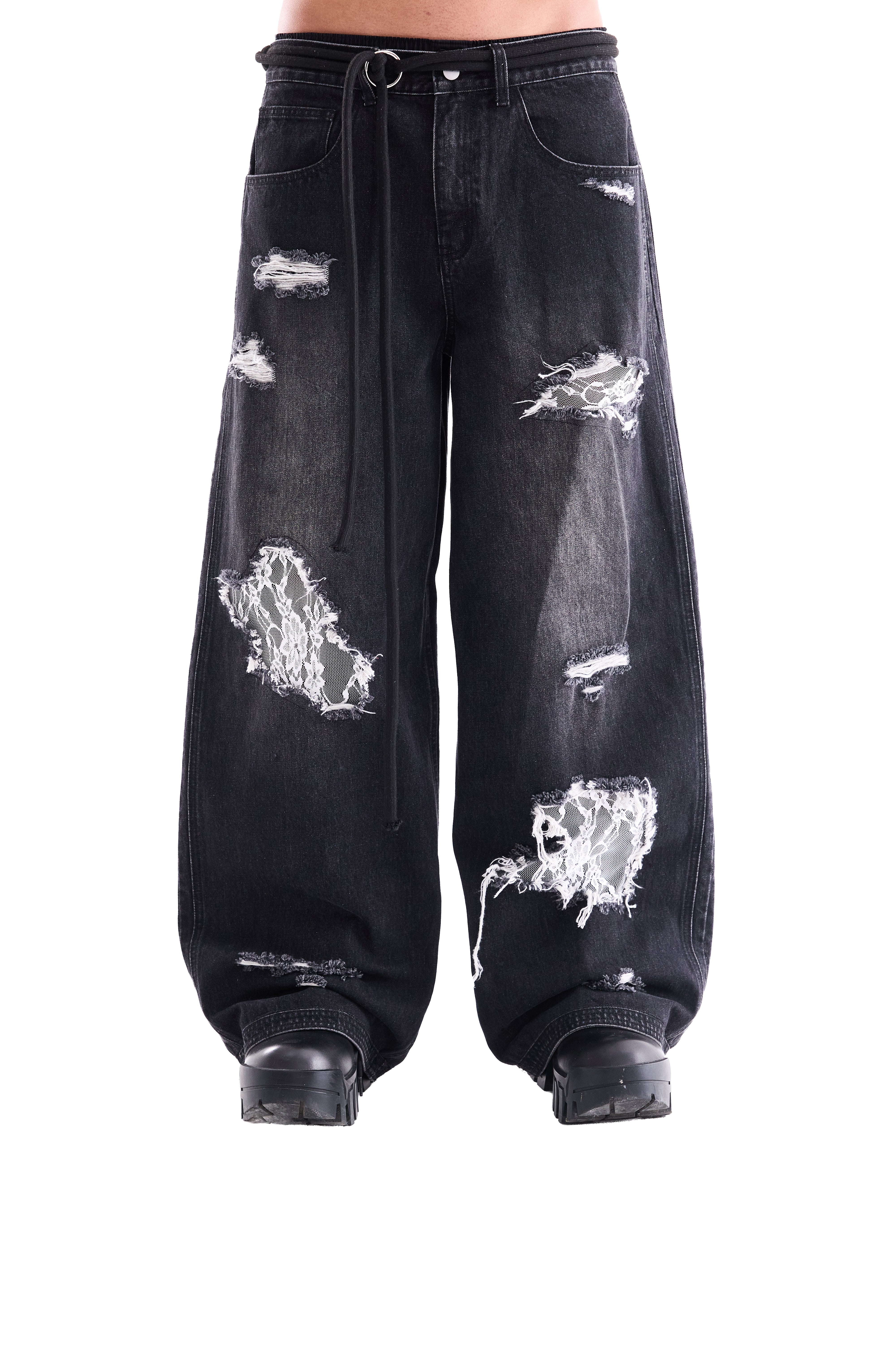 LACE DENIM PANTS