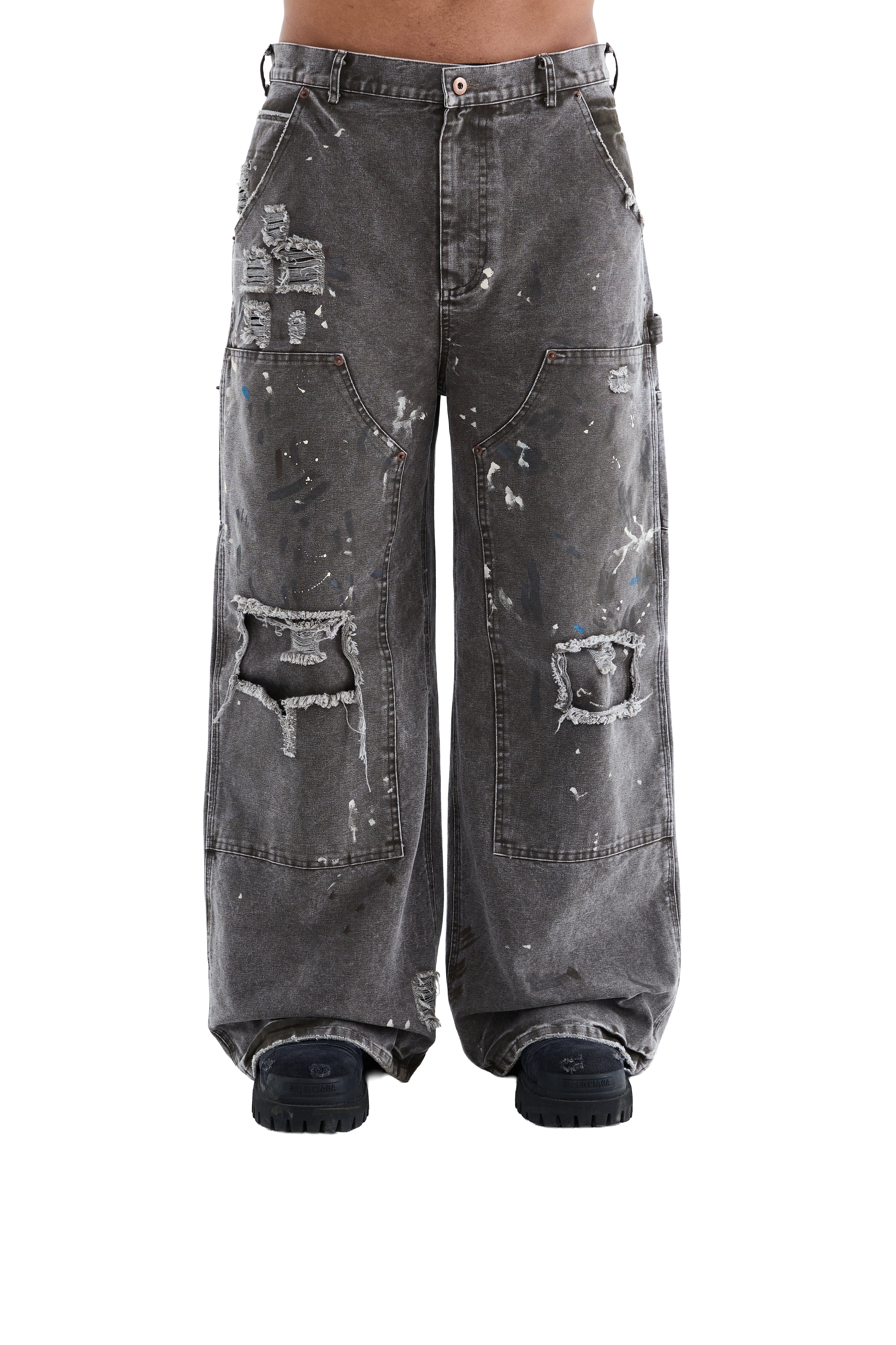 GREY DISTRESSED CARPENTER PANTS