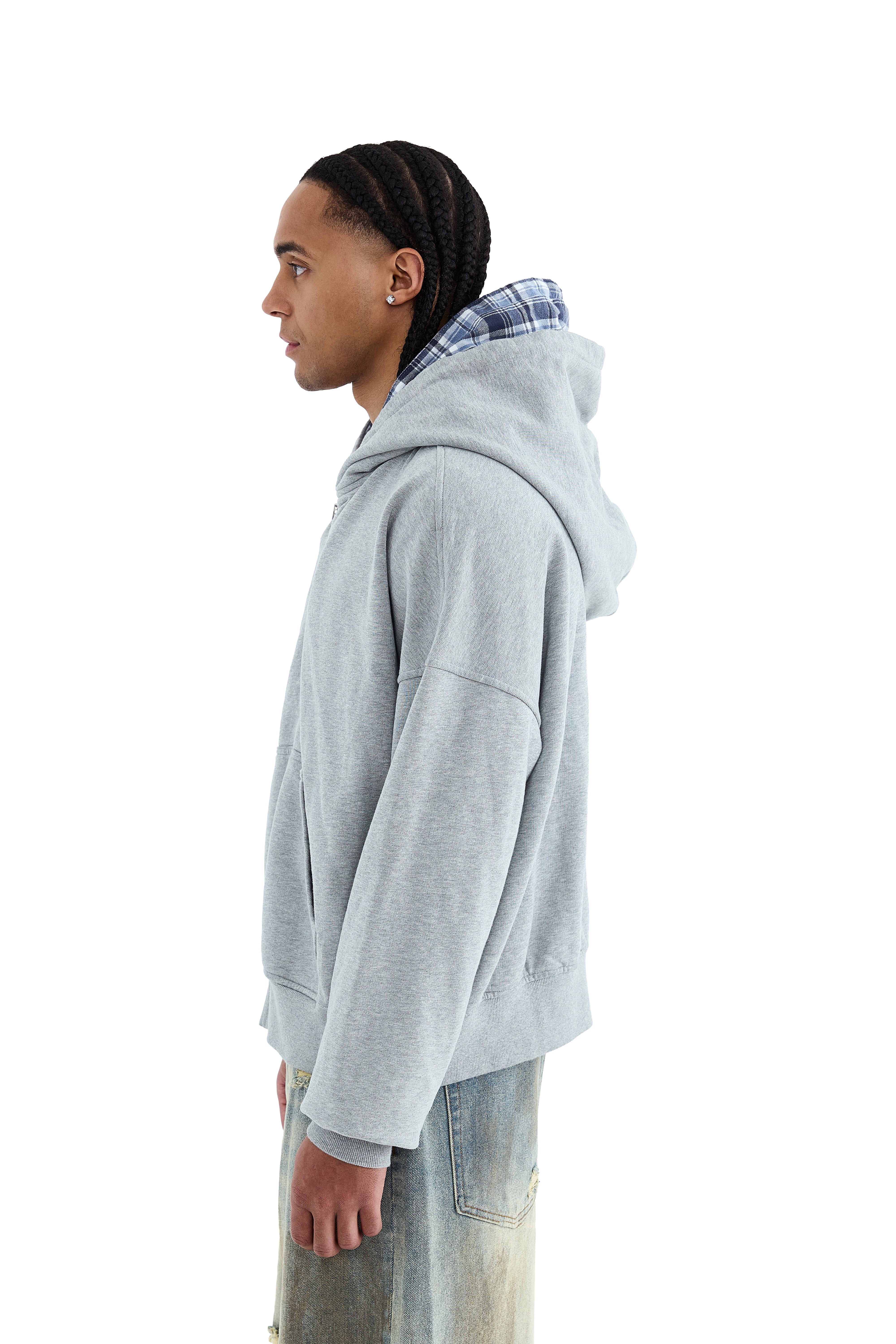 DOUBLE HOOD ZIP HOODIE BLUE