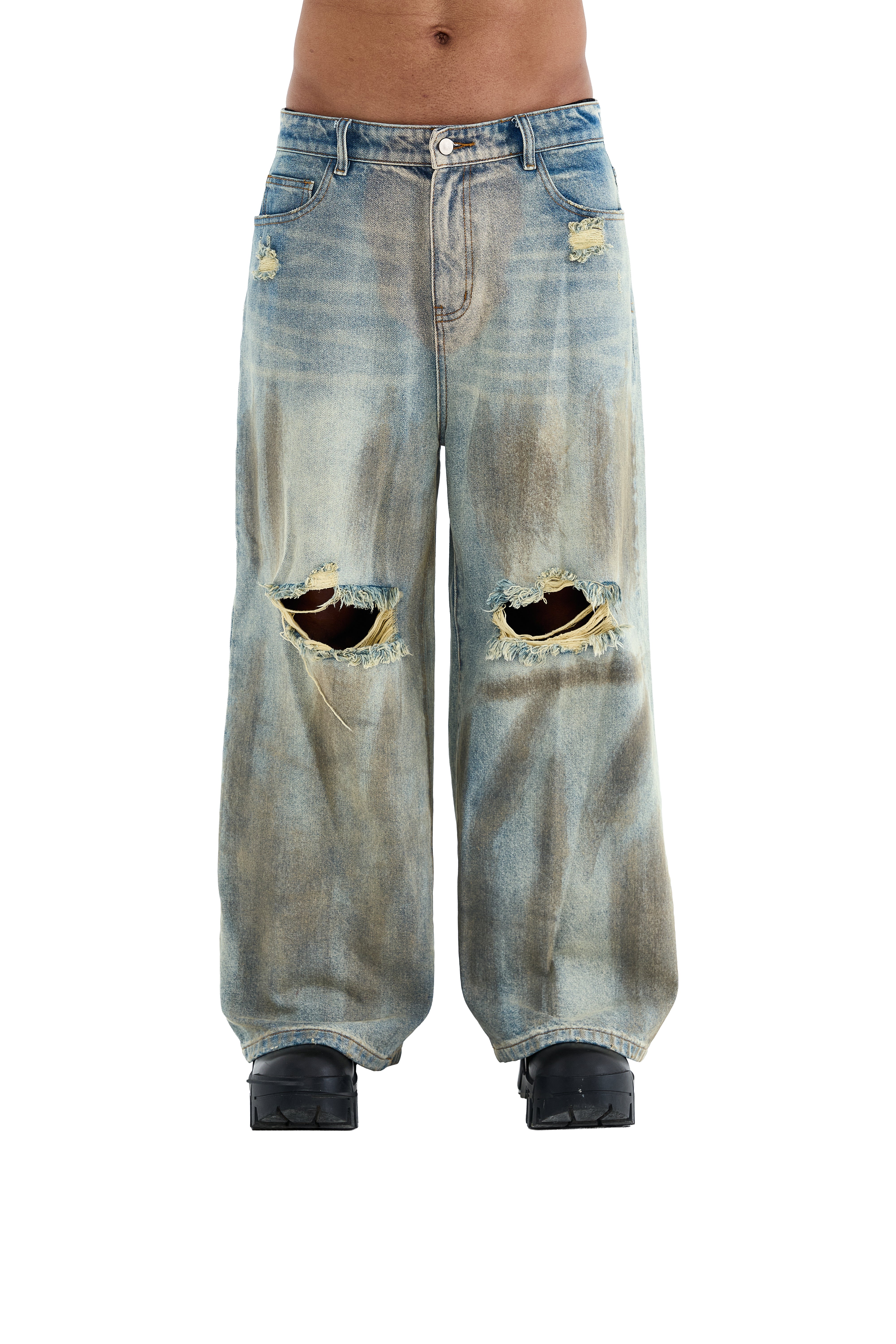 WASHED DENIM PANTS